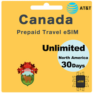 Canada Travel eSIM Card 25GB Data - AT&T (iPhone ONLY)