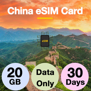 China & Hong Kong Prepaid Travel eSIM Card - Unicom (Data Only)