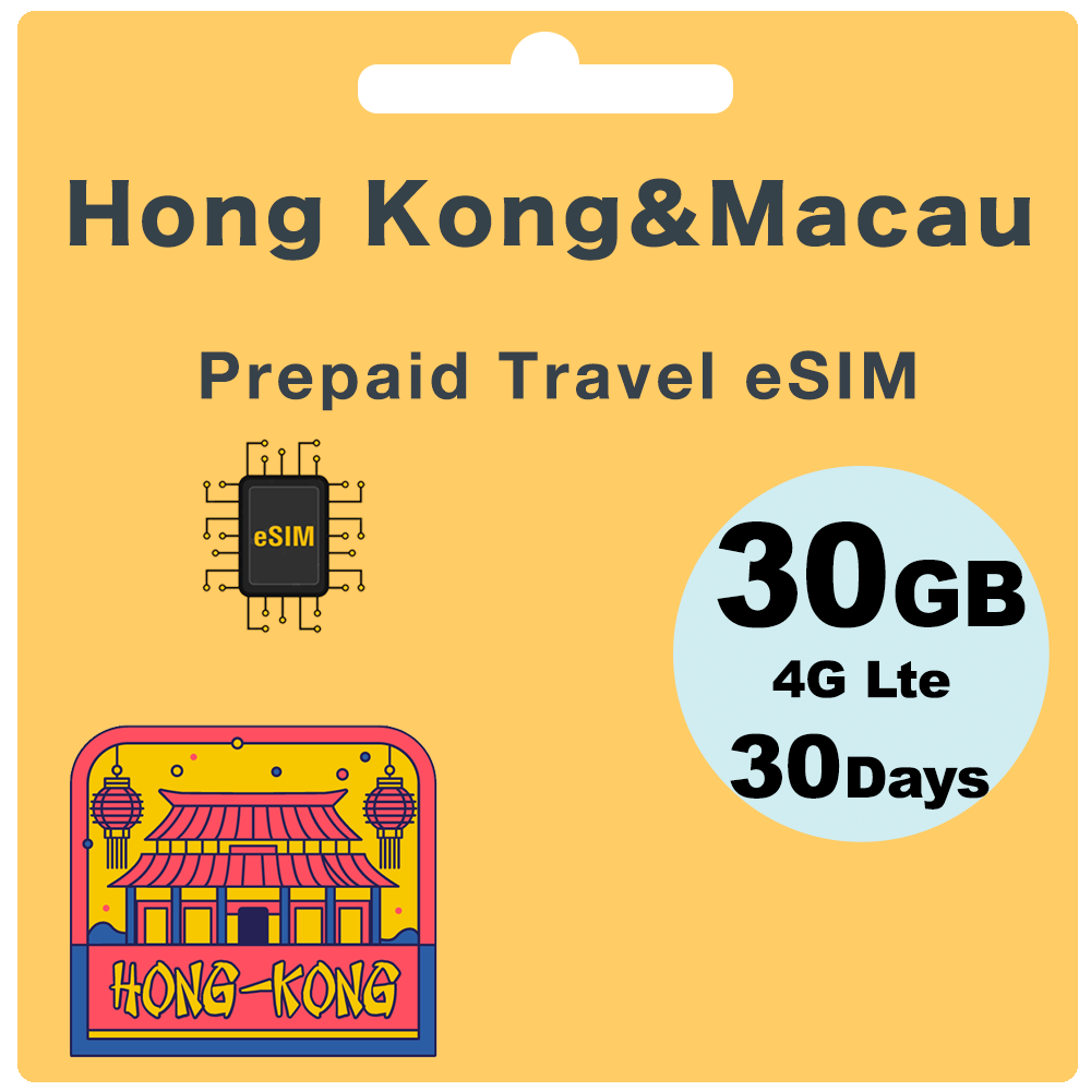 Hong Kong & Macau Prepaid Travel eSIM Card (Data Only)