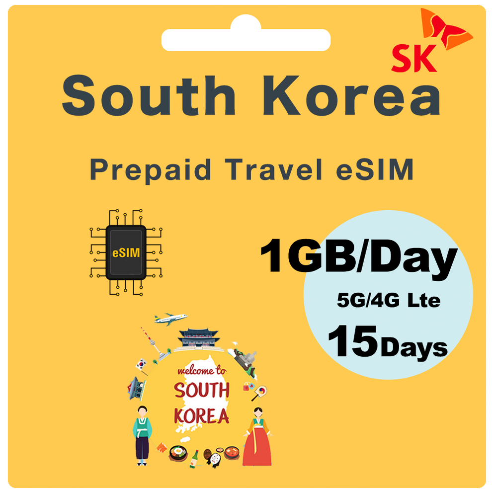 South Korea Prepaid Travel eSIM Card - SK Telecom (Data Only)