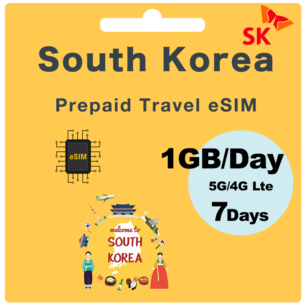 South Korea Prepaid Travel eSIM Card - SK Telecom (Data Only)