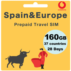 Spain & Europe Travel Prepaid SIM 140GB Data for 28 Days - Vodafone