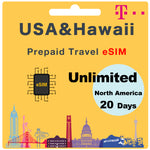 Load image into Gallery viewer, USA &amp; Hawaii Prepaid Travel eSIM Card Unlimited Data - T Mobile
