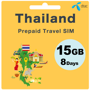 Thailand Prepaid Travel SIM Card 15GB 8 Days - dtac
