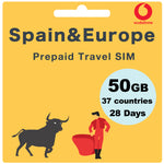 Load image into Gallery viewer, Spain &amp; Europe Travel Prepaid SIM 140GB Data for 28 Days - Vodafone
