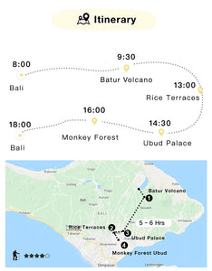 Bali:Ubud Rice Terraces+Temples+Volcano